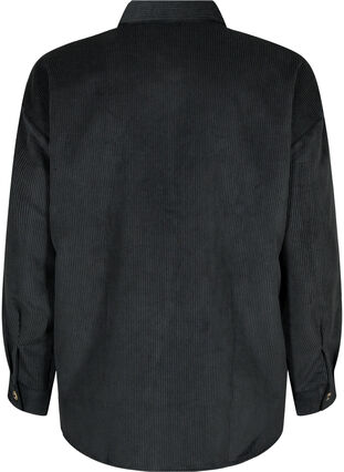 Langärmliges Shirt aus Samt mit Brusttaschen, Black, Packshot image number 1