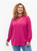 Langärmelige Bluse mit Spitzendetail, Festival Fuchsia, Model image number 0