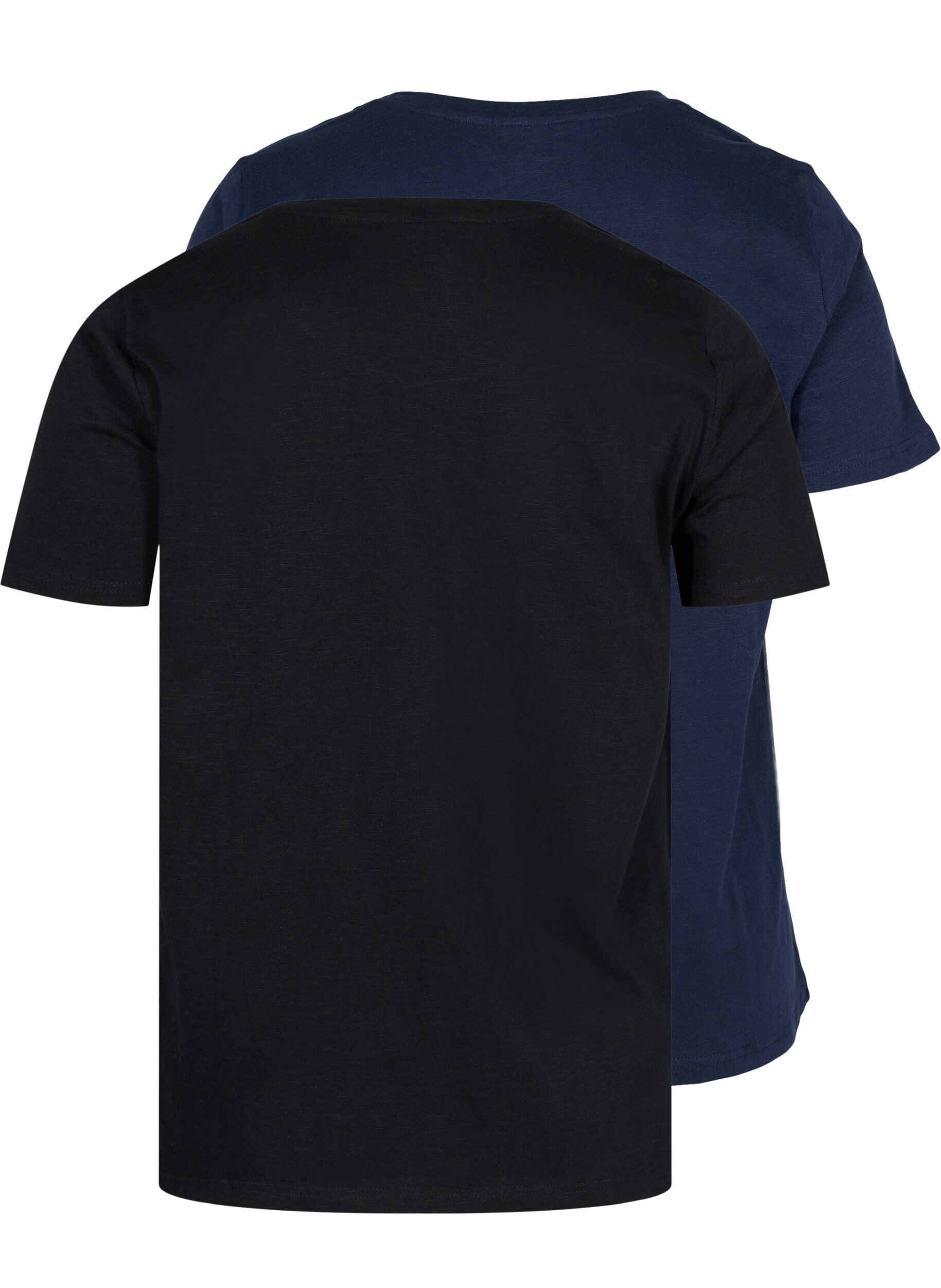 Zizzi 2er-Pack basic T-Shirts aus Baumwolle, Black/Navy Blazer, Packshot image number 1