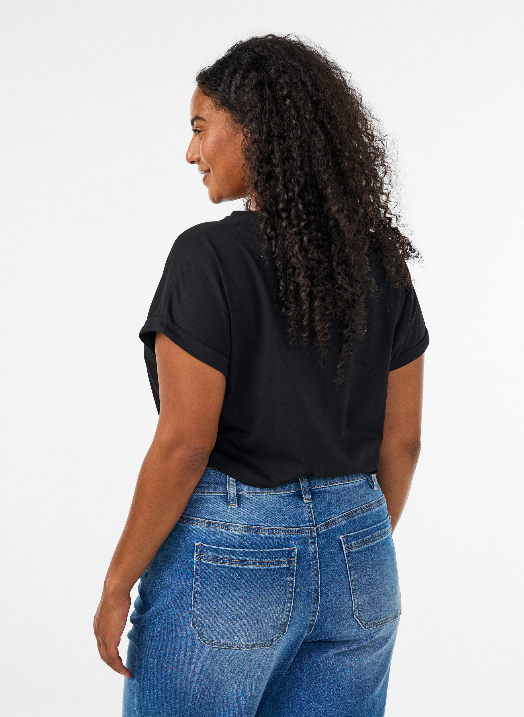 Zizzi2er-Pack kurz&auml;rmlige T-Shirts, Schwarz, Model image number 2