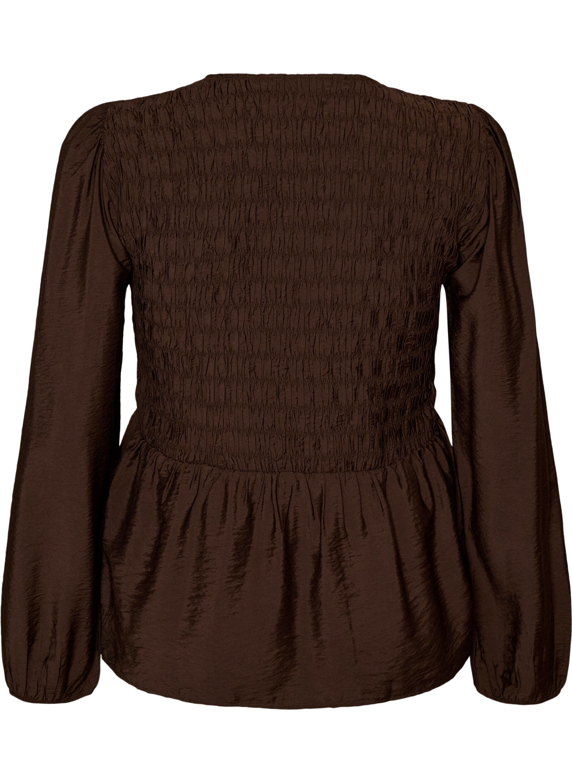 ZizziBluse mit Puff und langen &Auml;rmeln, Braun, Packshot image number 1
