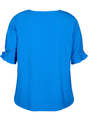 Gestreifte Bluse mit kurzen Ärmeln, Victoria blue, Packshot image number 1