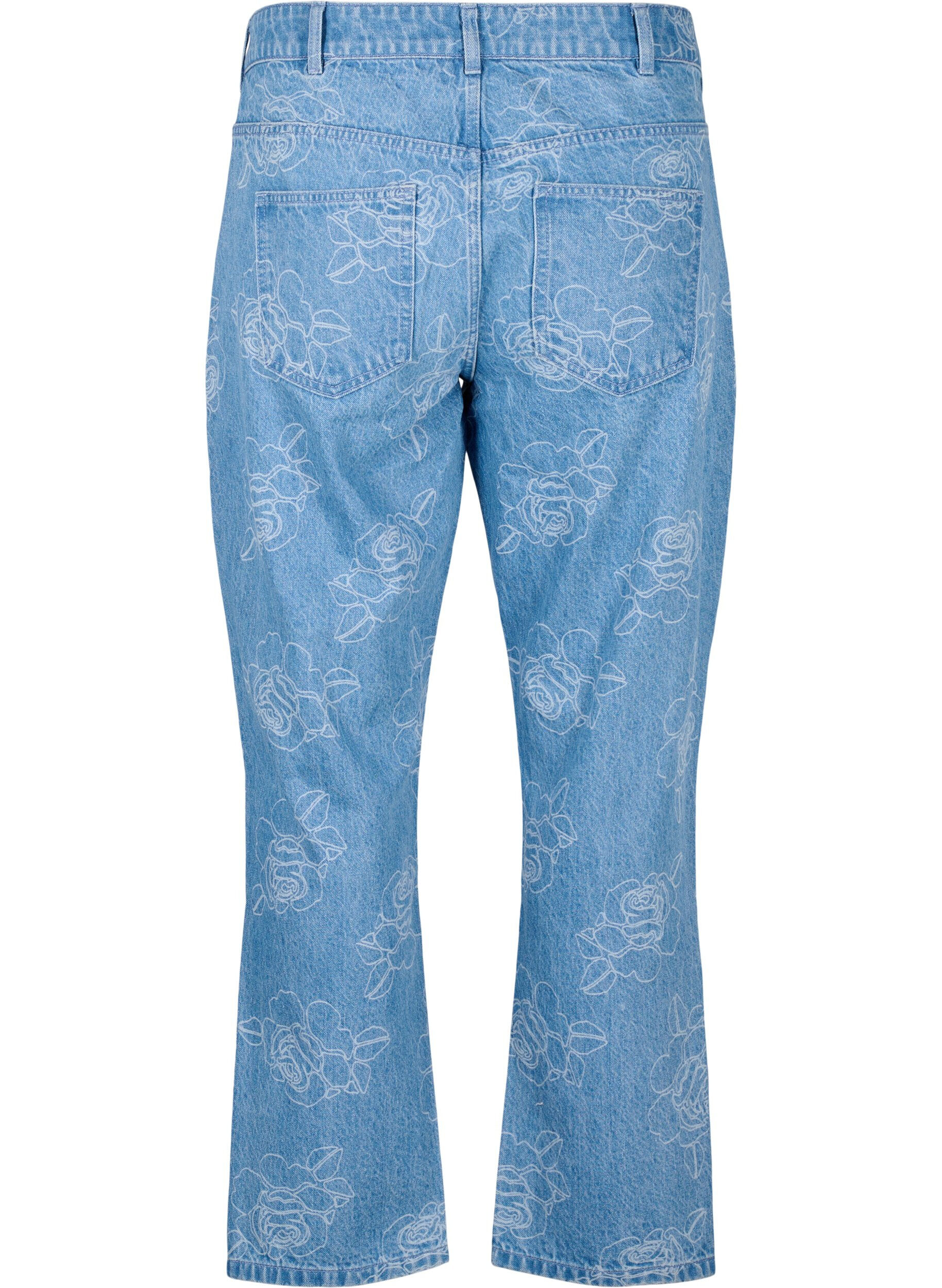 Zizzi Vera Jeans mit Blumenmuster, Blau, Packshot image number 1