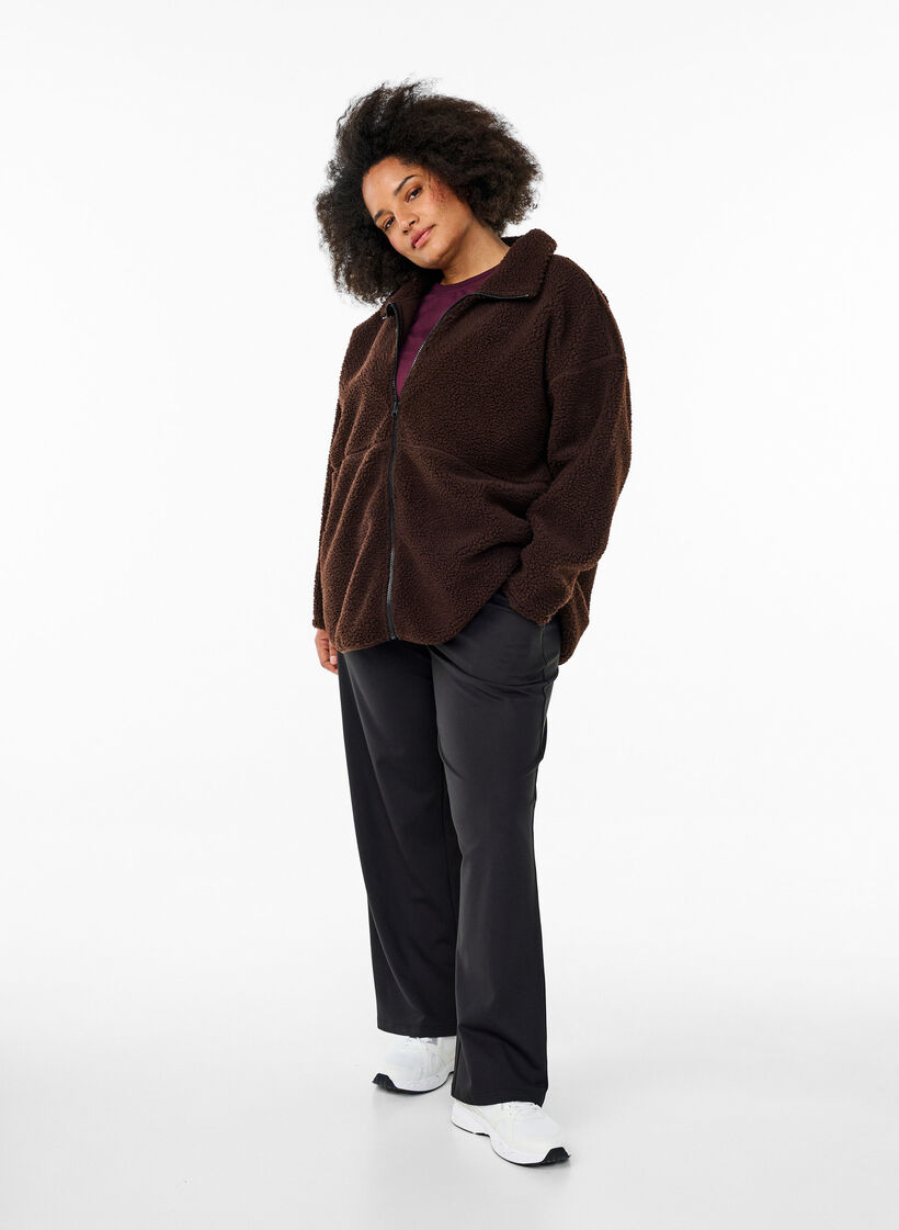 Sportliche Teddyfleece-Jacke mit Reißverschluss, Braun, Model image number 1