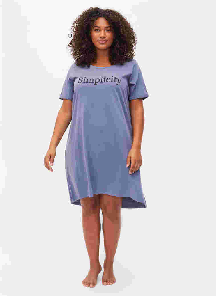Kurzarm-Baumwollnachthemd mit Aufdruck, Grey W. Simplicity, Model image number 1
