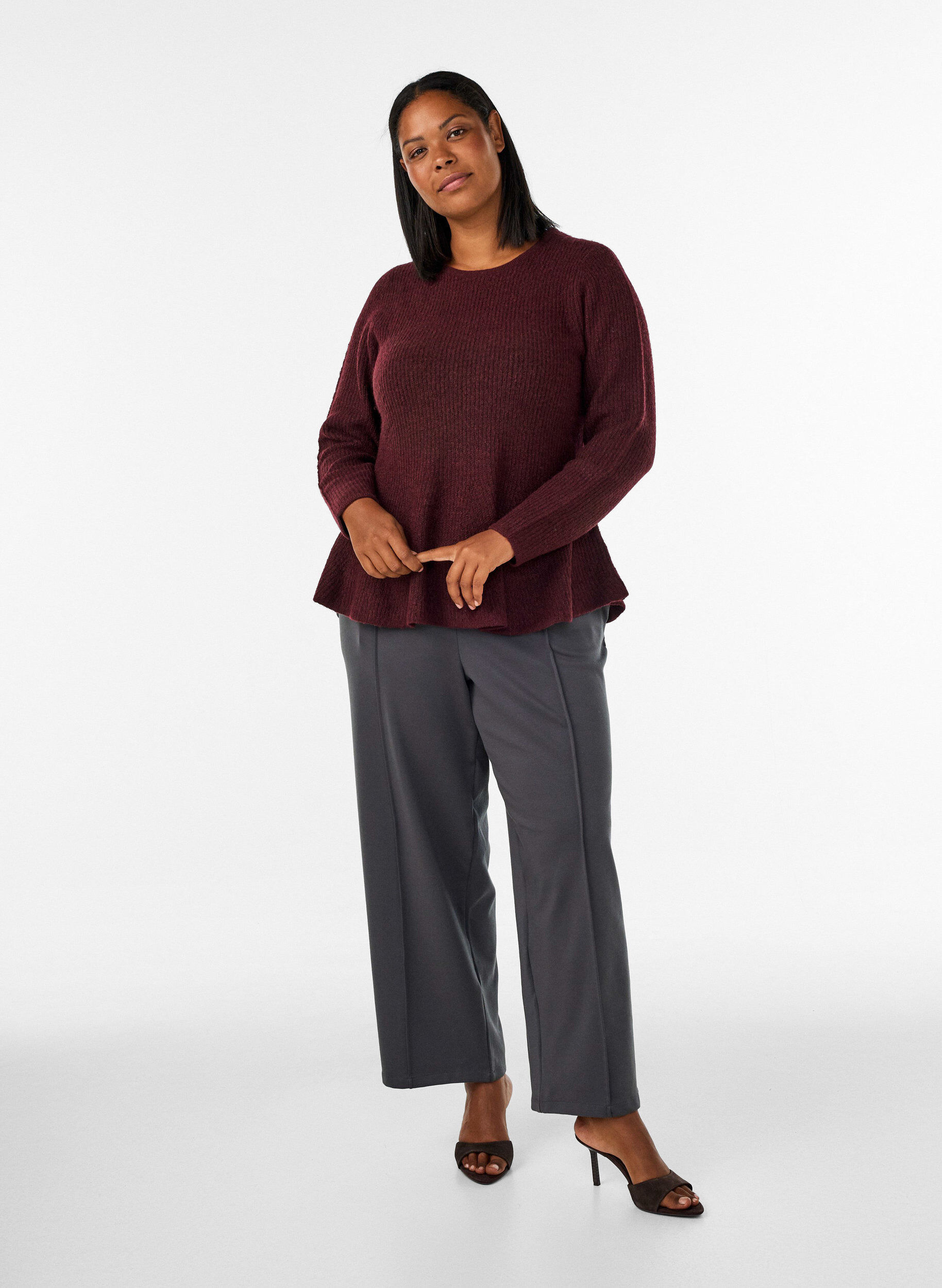 ZizziStrickbluse in A-Linie, Rot, Model image number 1