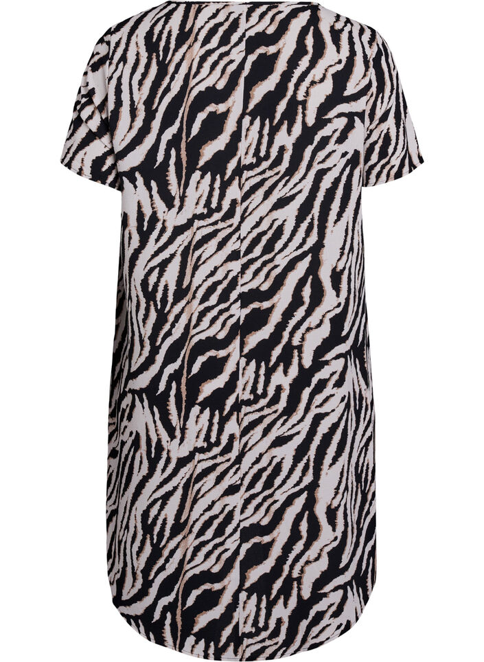 Kleid mit Aufdruck und kurzen &Auml;rmeln, Schwarz, Packshot image number 1