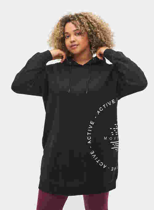 Langes Sweatshirt mit Kapuze und Printdetails