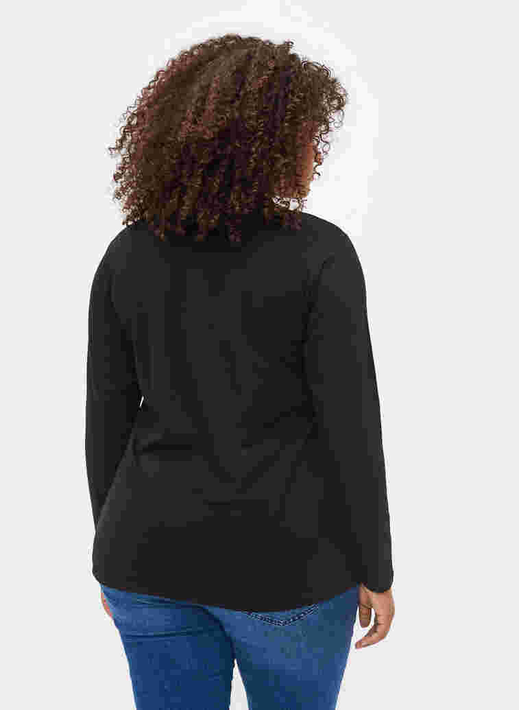 Unifarbene Basic-Bluse aus Baumwolle, Solid Black, Model image number 1