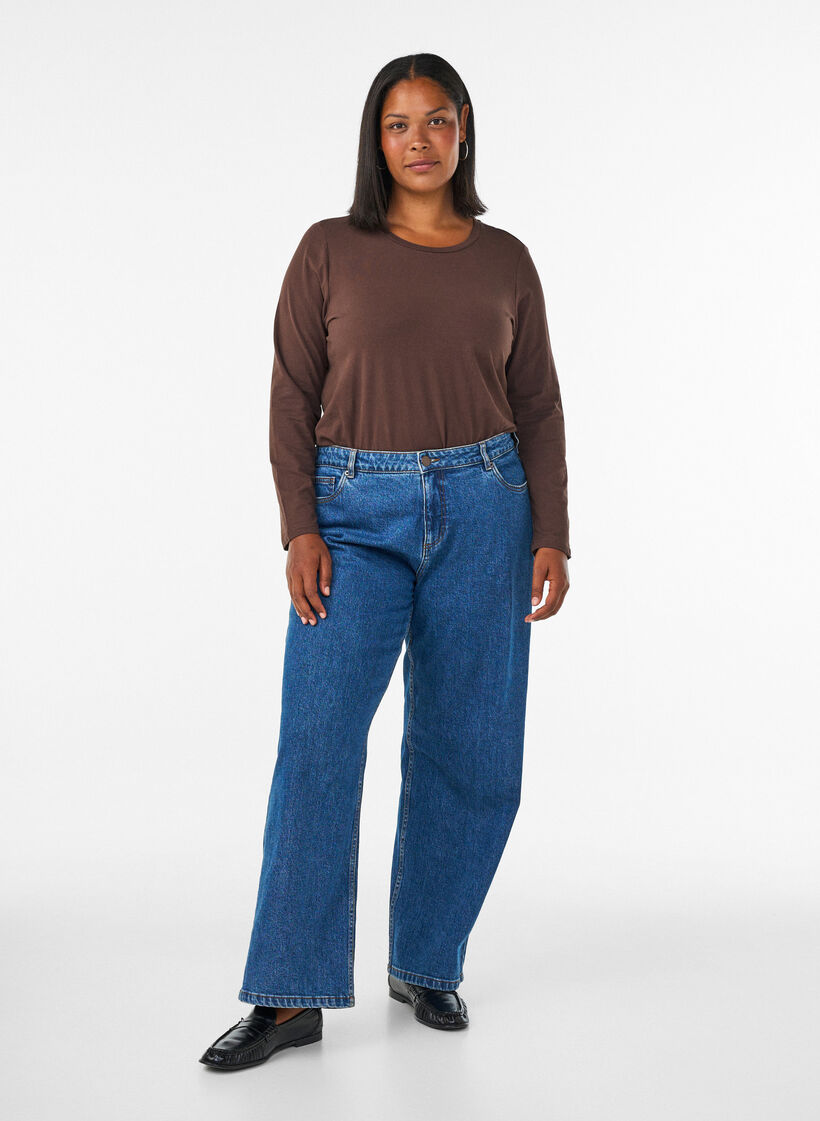 Basic Bluse aus Jersey mit langen &Auml;rmeln, Braun, Model image number 1