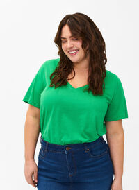 FLASH - T-Shirt mit V-Ausschnitt, Kelly Green, Model