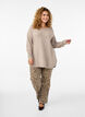 Lange Strickbluse mit Knopfdetail an der Seite, Simply Taupe Mel., Model image number 3
