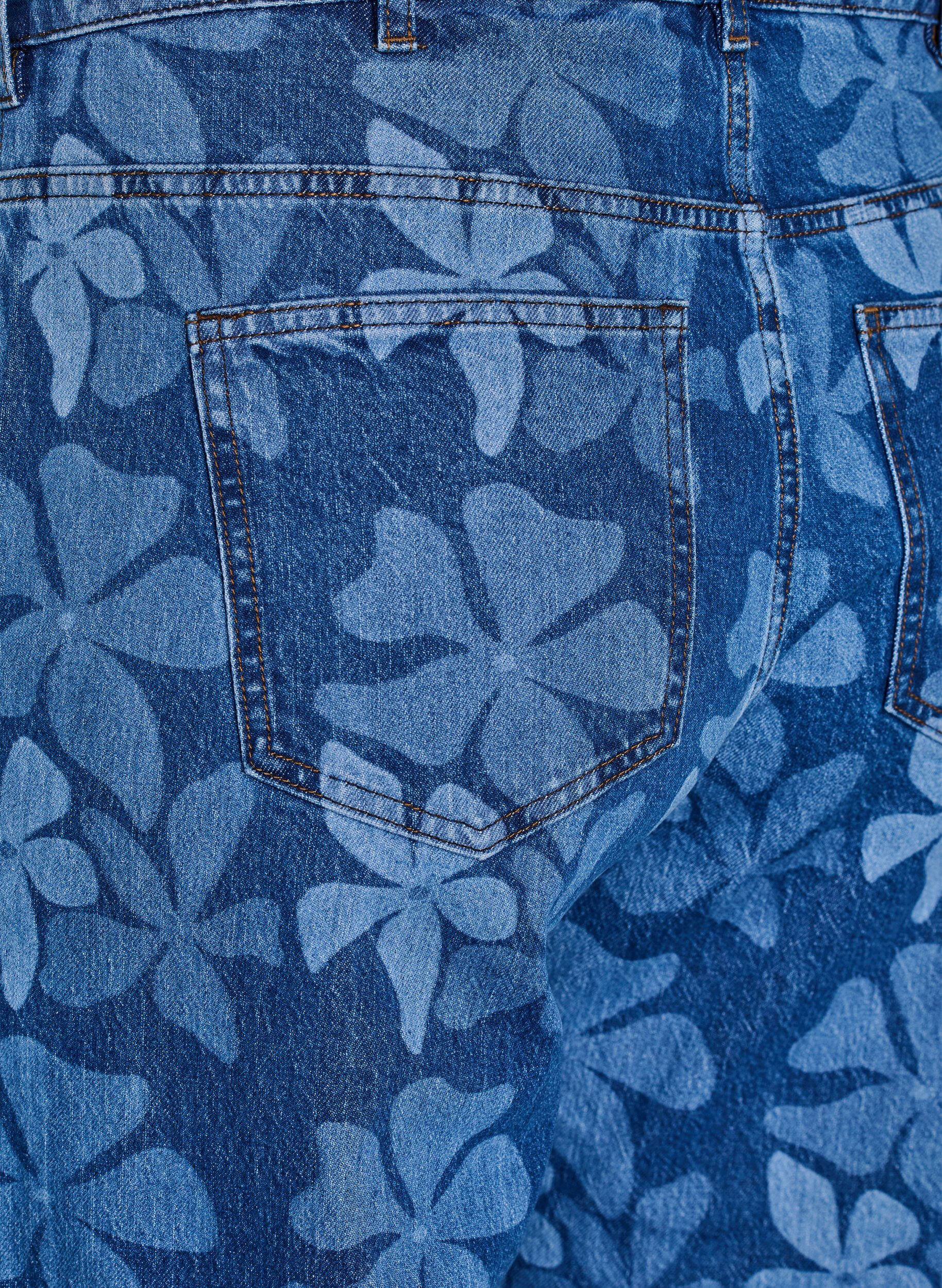 Zizzi Myra Jeans aus gebl&uuml;mtem Denim mit weiter Passform, Blau, Packshot image number 3