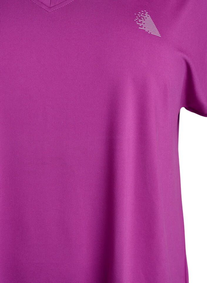 Kurzarm Trainingsshirt mit V-Ausschnitt, Lila, Packshot image number 2