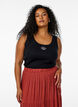 Tailleiertes Top mit Motiv, Schwarz, Model image number 0