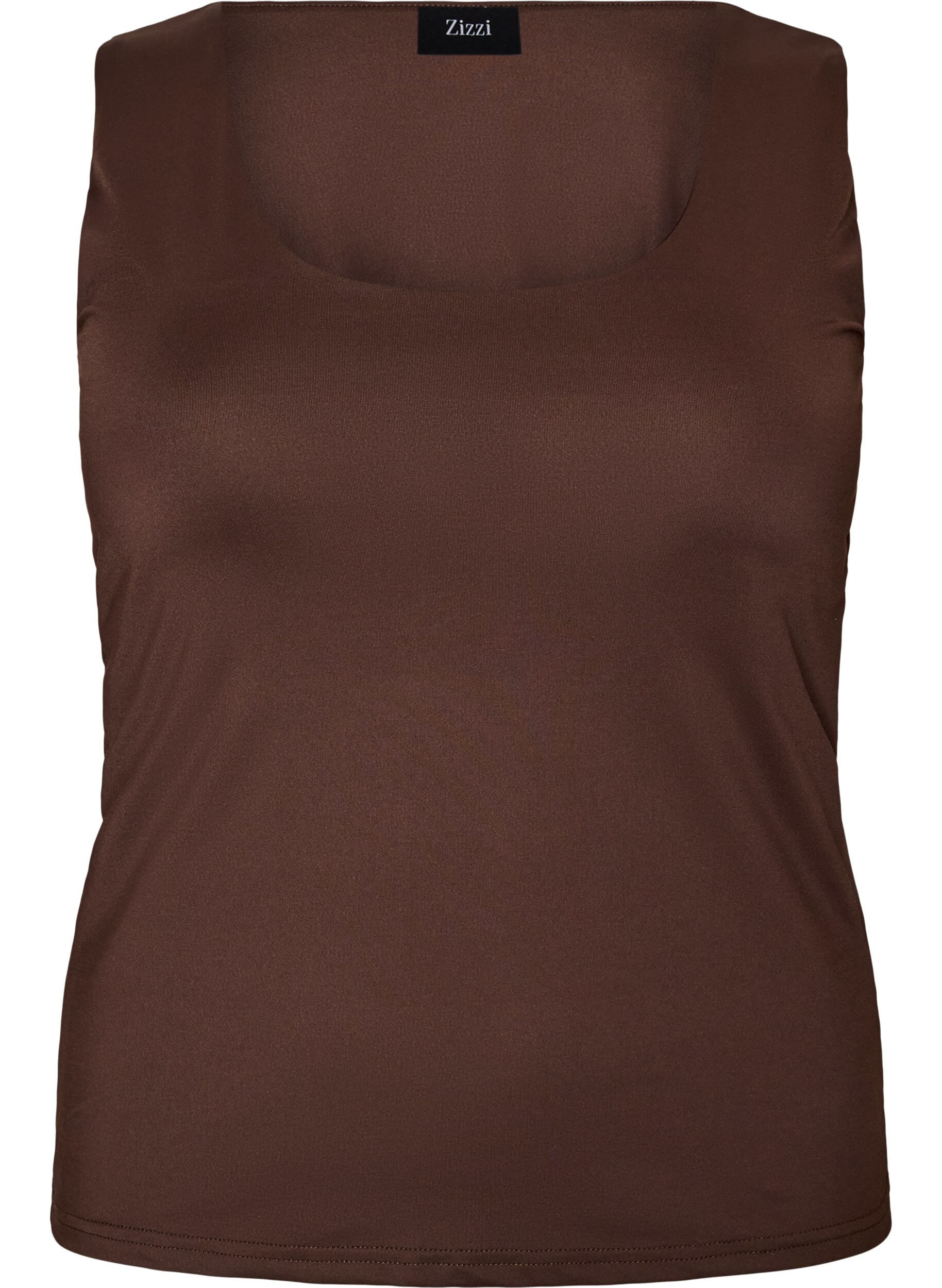 ZizziFigurbetontes Basic-Top aus glattem Stoff, Braun, Packshot image number 0