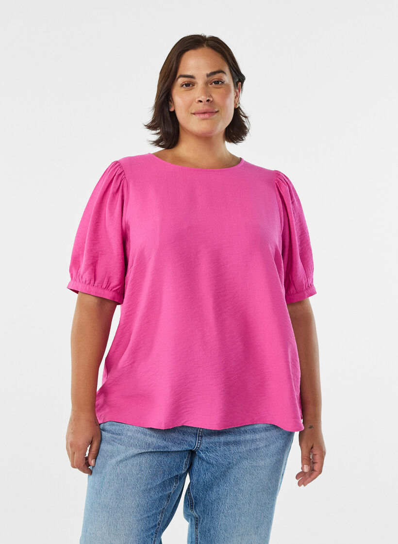 Bluse aus Viskose mit halben &Auml;rmeln, Rot, Model image number 0