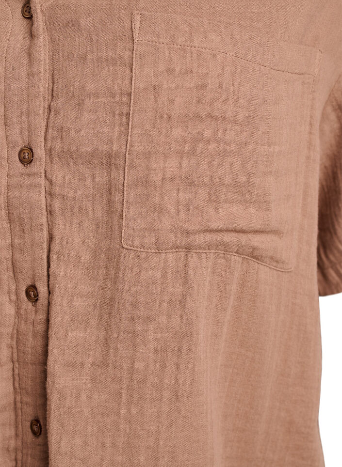 Bluse aus Baumwoll-Musselin mit kurzen &Auml;rmeln, Braun, Packshot image number 2