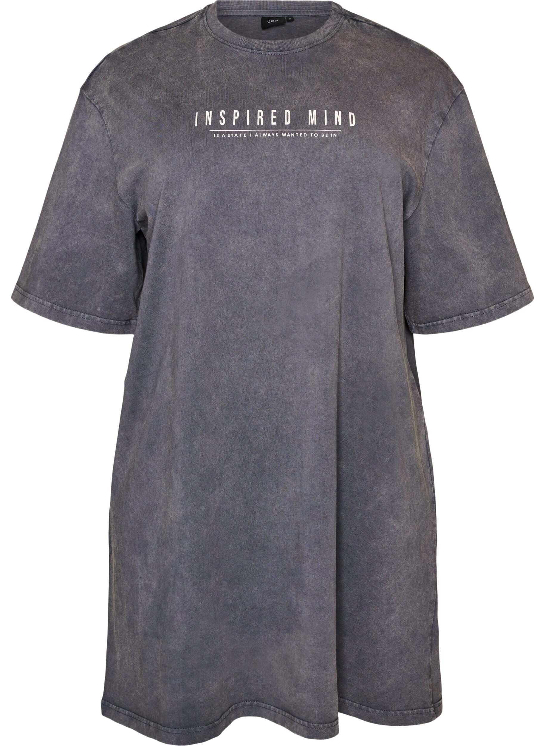 ZizziLockeres T-Shirt-Kleid mit Washed-Optik, Grau, Packshot image number 0