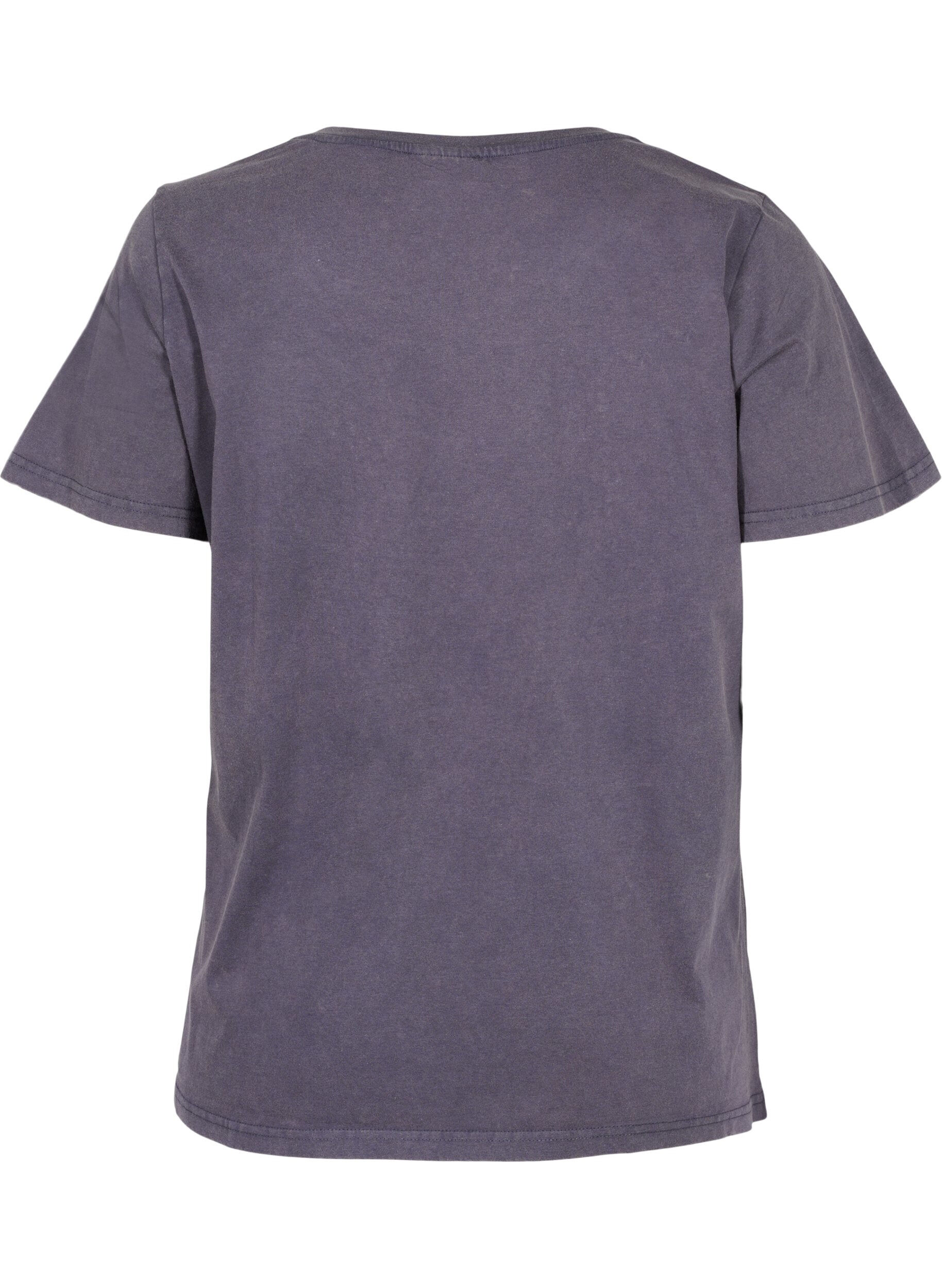 Zizzi Acid Wash T-Shirt aus Baumwolle mit Ziersteinen, Dark Grey Wash, Packshot image number 1