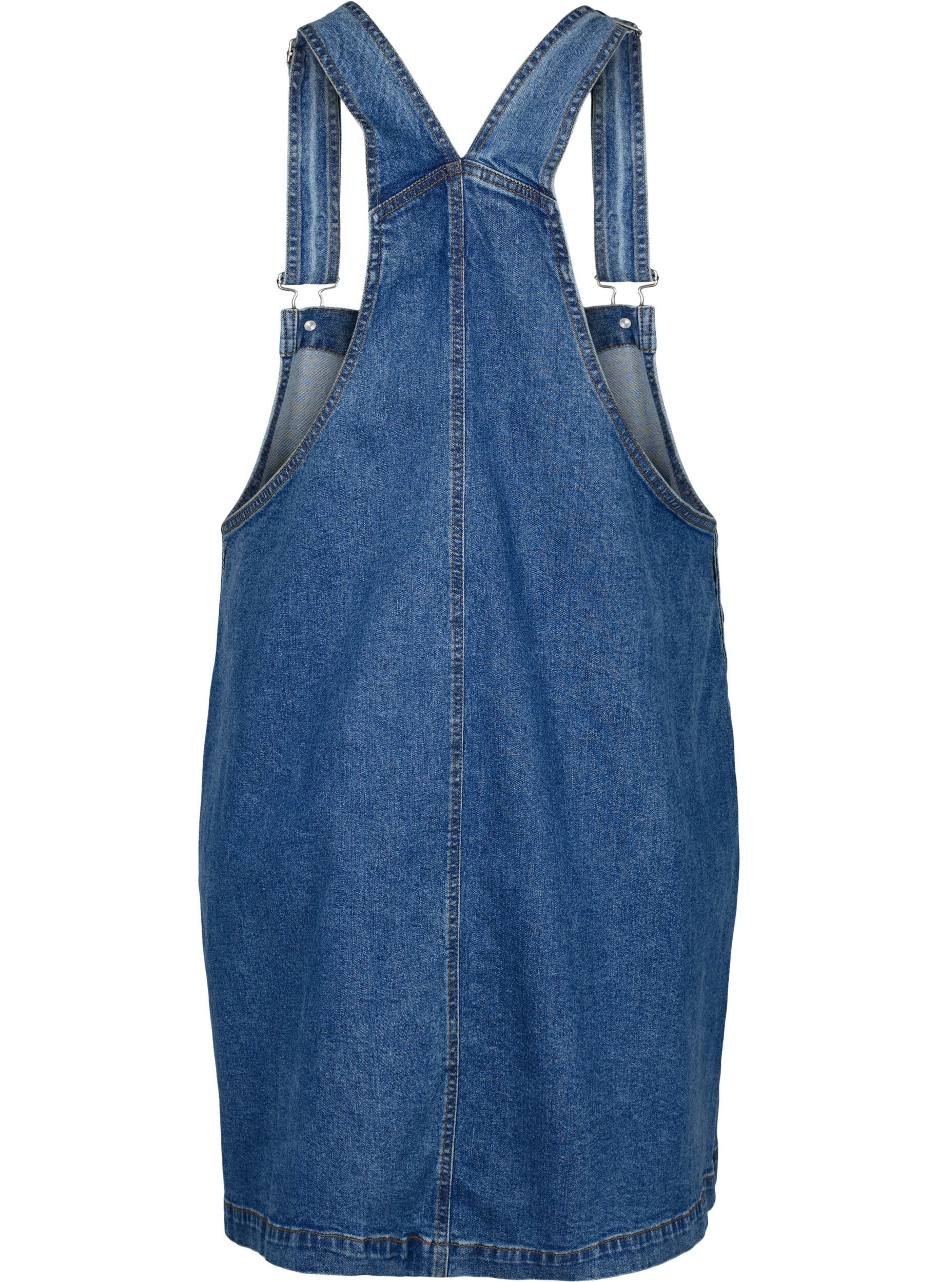 Zizzi Jeans-Latzkleid, Blau, Packshot image number 1
