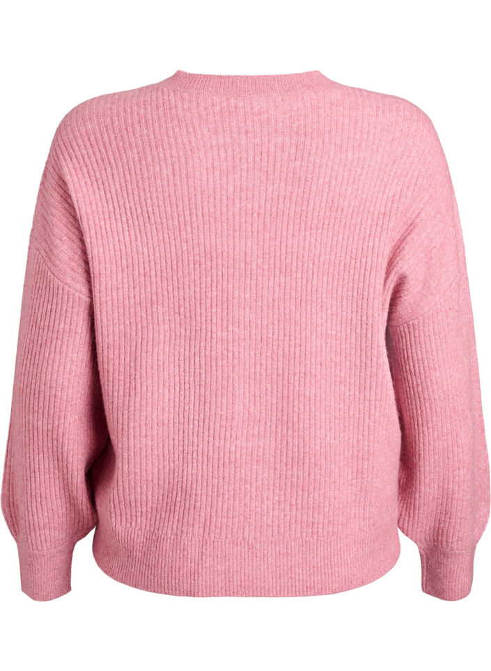 Rippenstrick Strickjacke mit Kn&ouml;pfen, Rot, Packshot image number 1