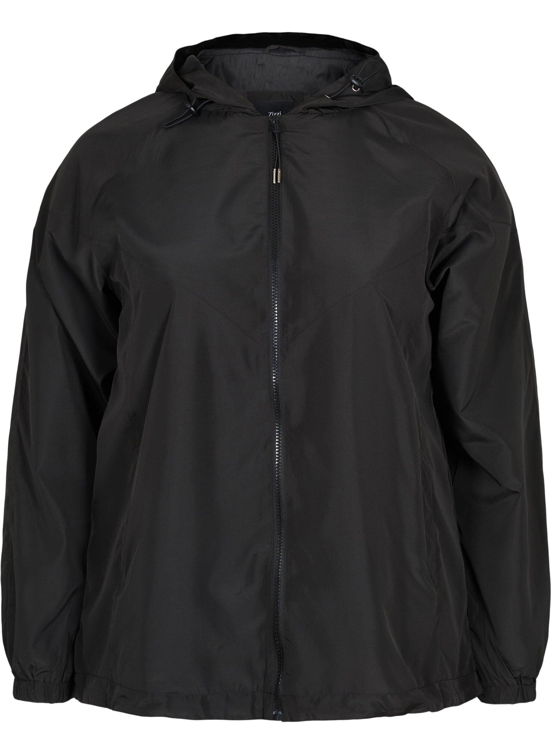 Zizzi Kurze Jacke mit Kapuze und verstellbarem Saum, Black, Packshot image number 0