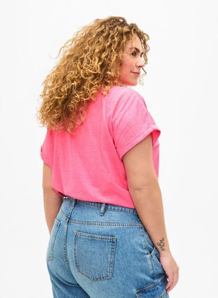 Neonfarbenes T-Shirt aus Baumwolle, Neon pink, Model image number 1