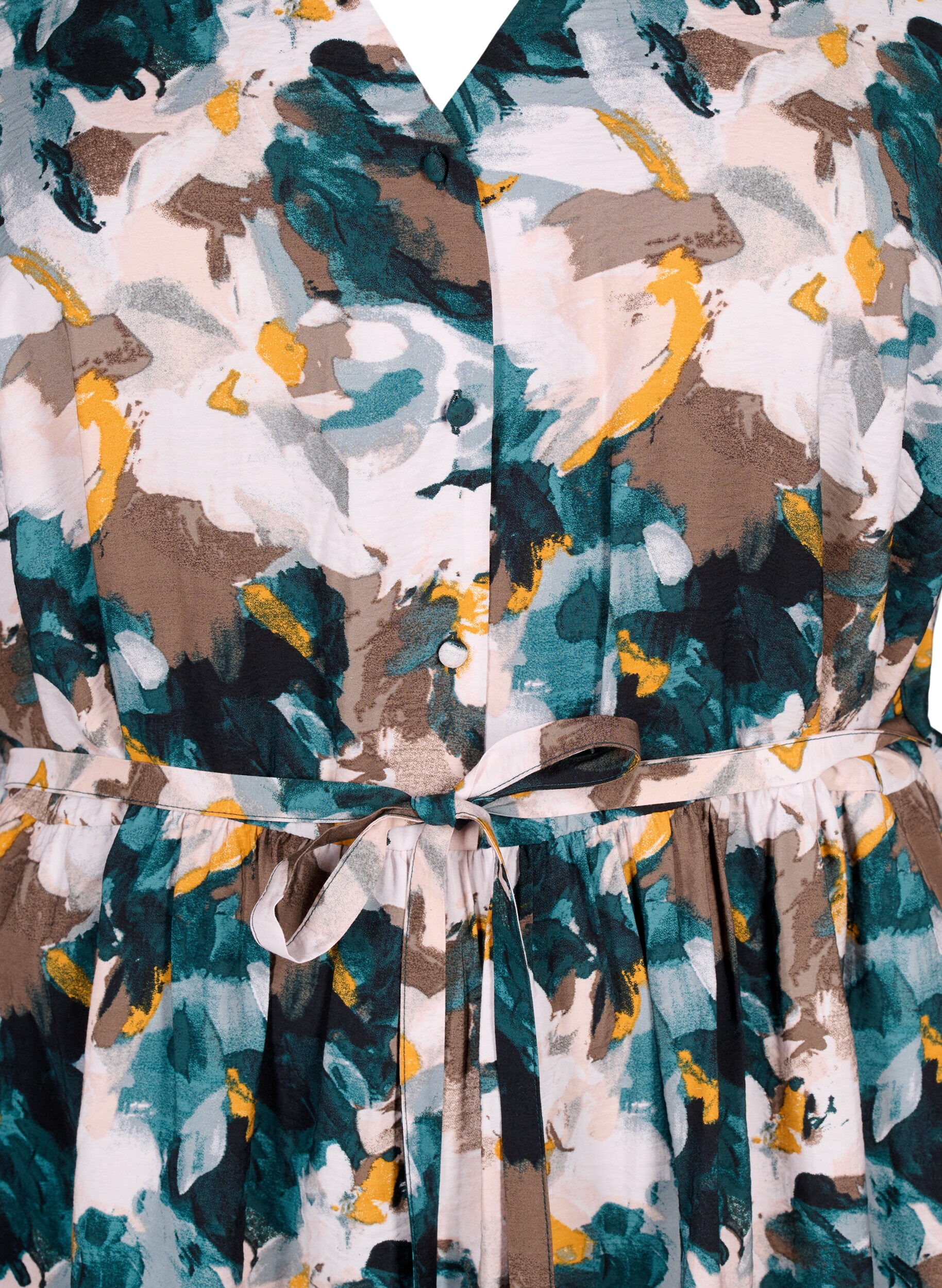 Zizzi Viskosekleid mit Print und lockerem Bindeband, Duck Gr. Forest AOP, Packshot image number 2
