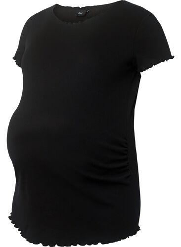 Schwangerschafts-T-Shirt in Ripp, Black, Packshot image number 0