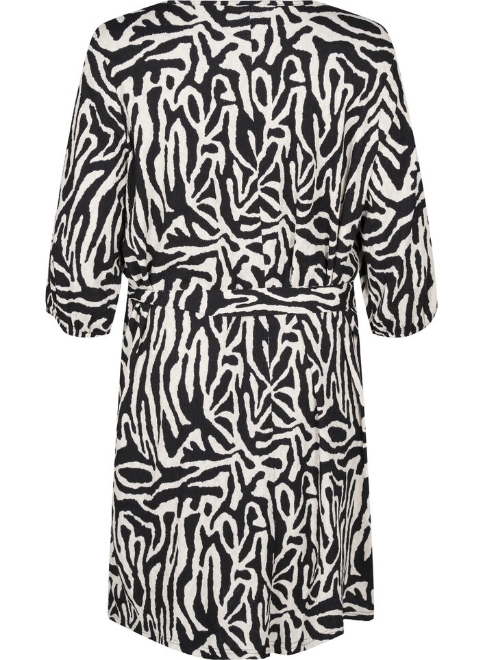Kleid mit 3/4-&Auml;rmeln und Zebraprint, Schwarz, Packshot image number 1