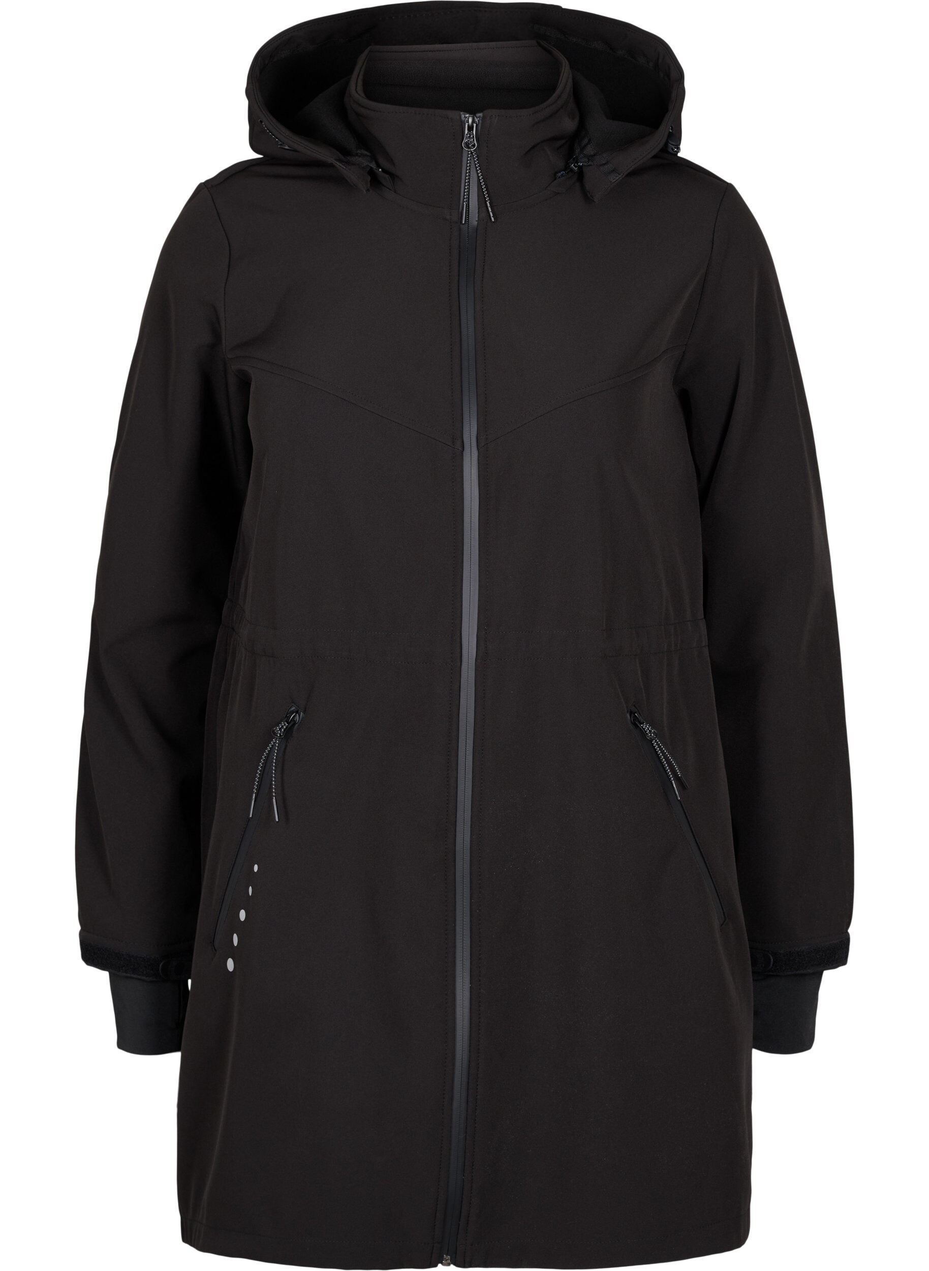 Zizzi Softshell-Jacke mit Fleece, Black Solid, Packshot image number 0