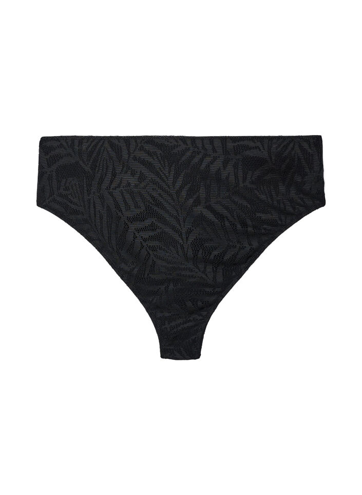 Brasilianischer Bikini-Slip aus strukturiertem Mesh, Schwarz, Packshot image number 0