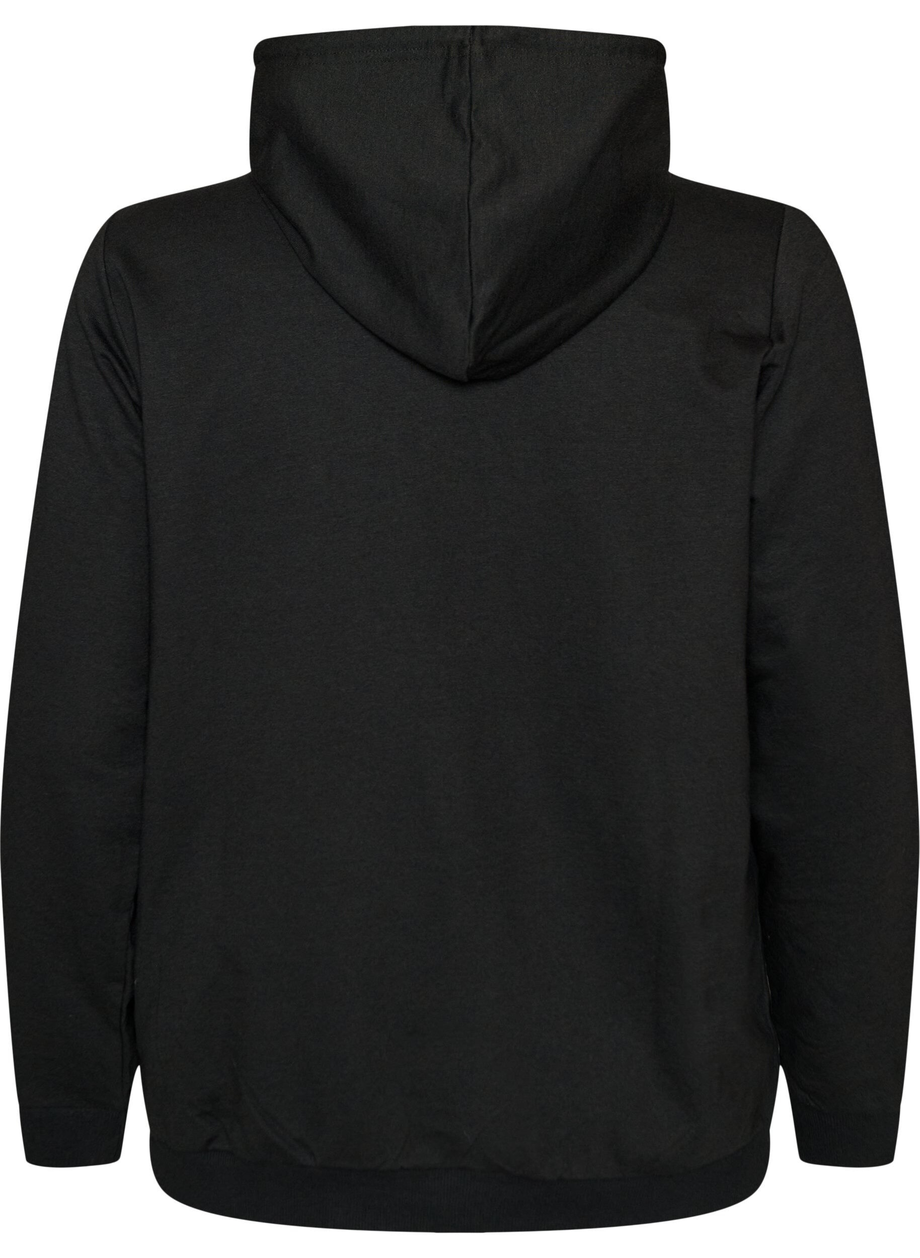 ZizziSweatshirt mit Kapuze und Aufdruck, Schwarz, Packshot image number 1