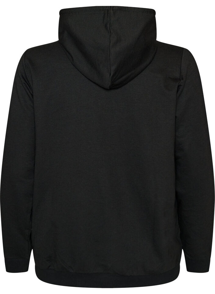 Sweatshirt mit Kapuze und Aufdruck, Schwarz, Packshot image number 1
