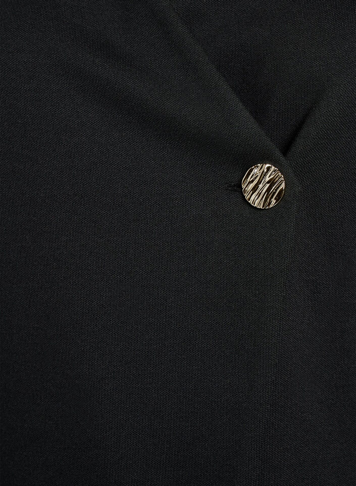 Bluse mit asymmetrischer Wickeloptik und kurzen &Auml;rmeln, Schwarz, Packshot image number 2