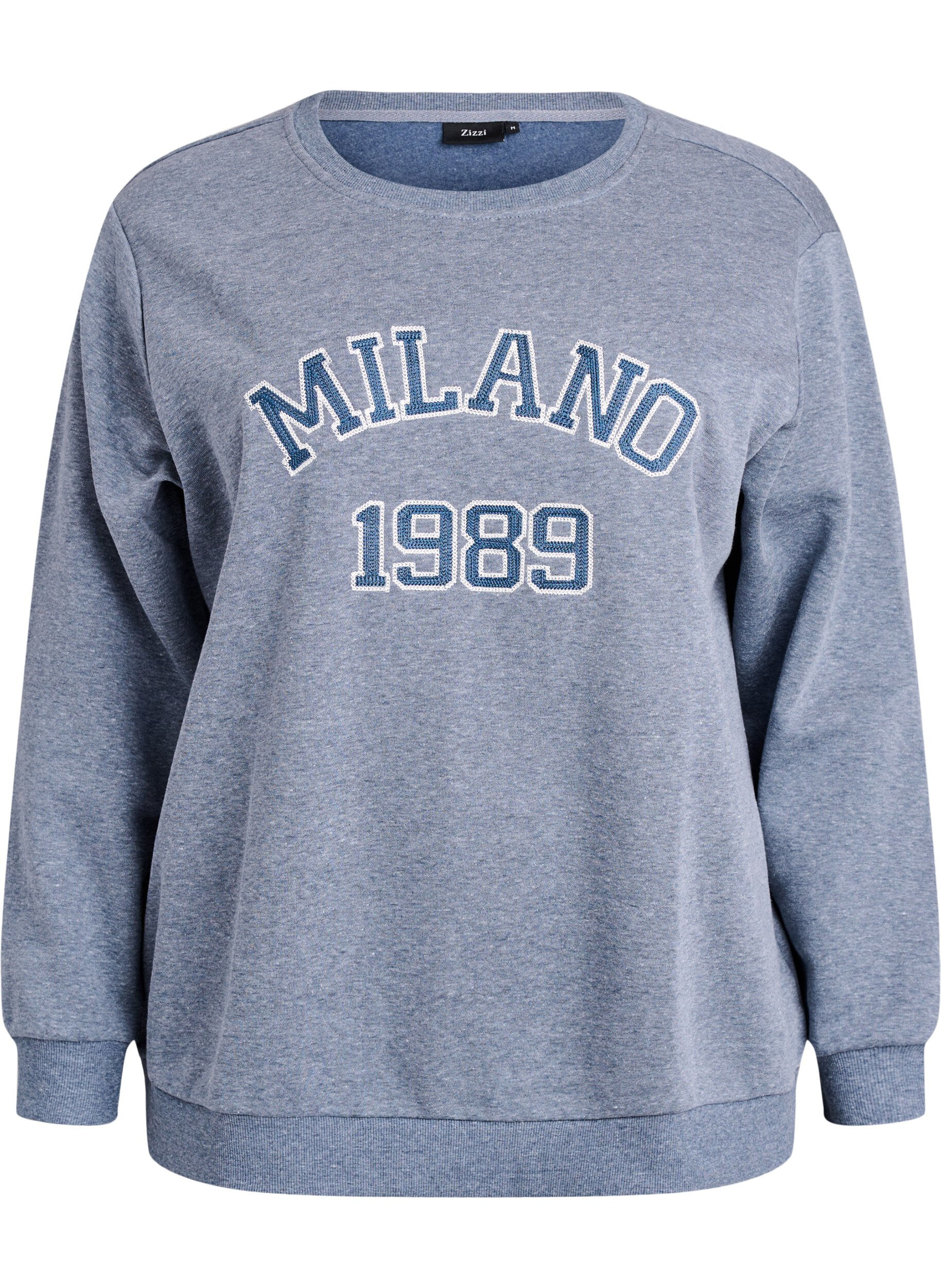 Zizzi Sweatshirt mit aufgesticktem Mailand-Motiv, Grau, Packshot image number 0