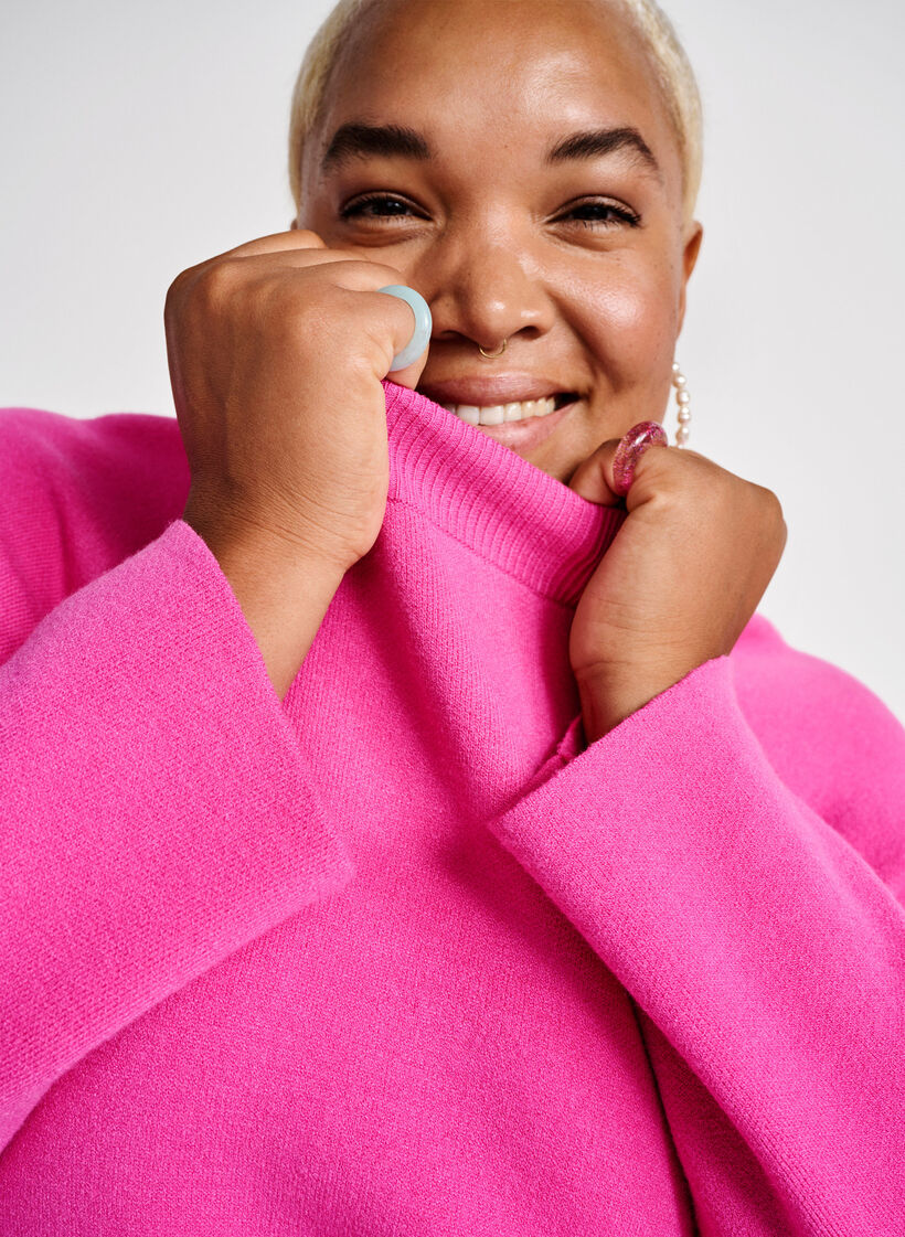 Pullover aus Viskosemischung mit Seitenschlitz	, Raspberry Rose, Image image number 0