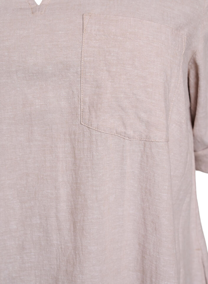 Tunika aus Leinen und Viskose mit A-Linie, Beige, Packshot image number 2