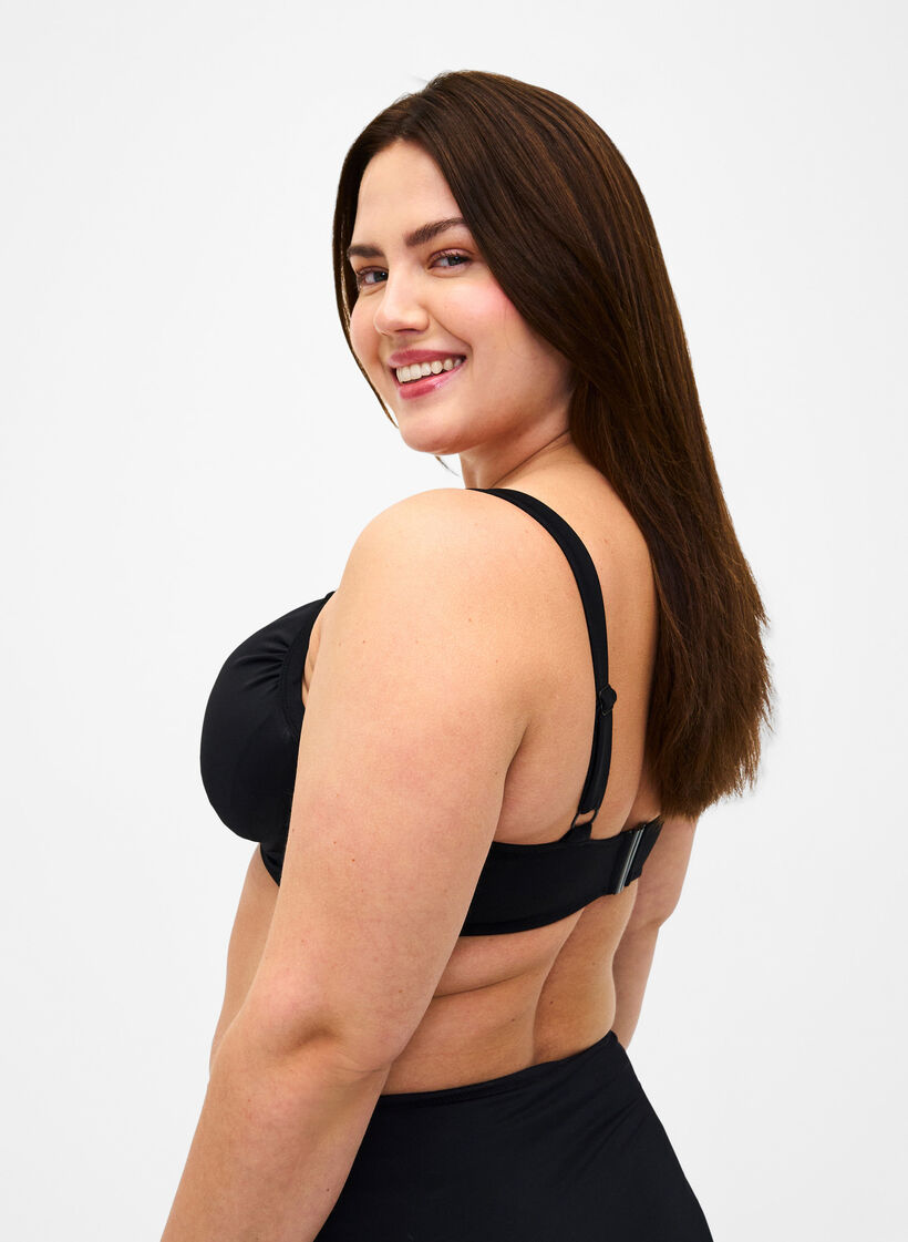 Bikini-BH mit Bügel und drapiertem Stoff, Schwarz, Model image number 2