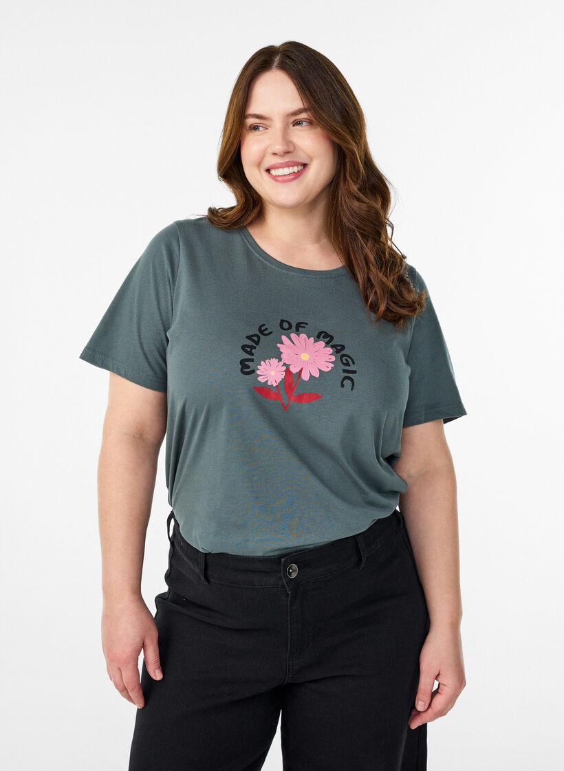T-Shirt mit Print, Gr&uuml;n, Model image number 0