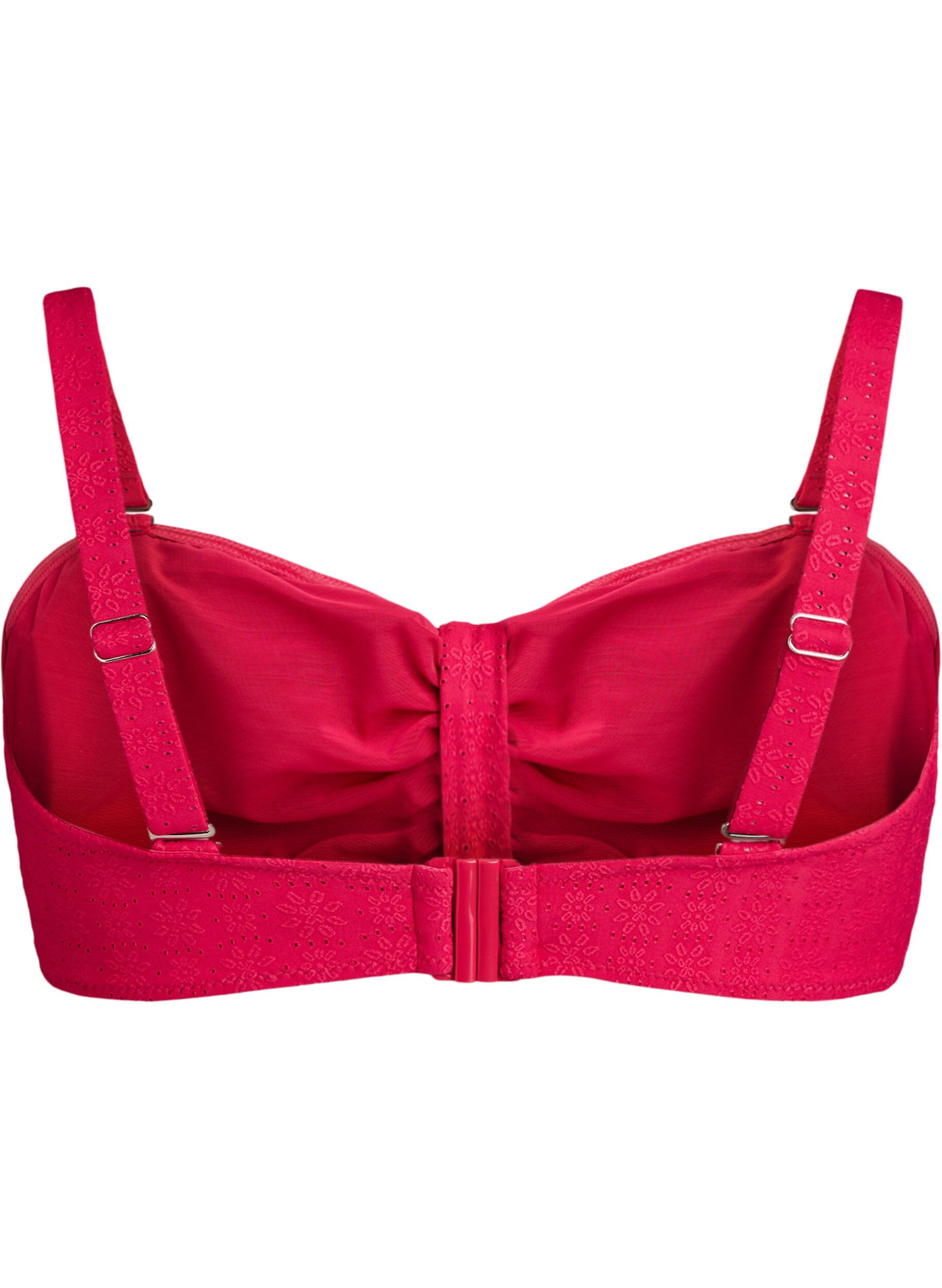 Zizzi Bandeau-Bikini-Top mit Strukturmuster und abnehmbaren Tr&auml;gern, Pink, Packshot image number 1