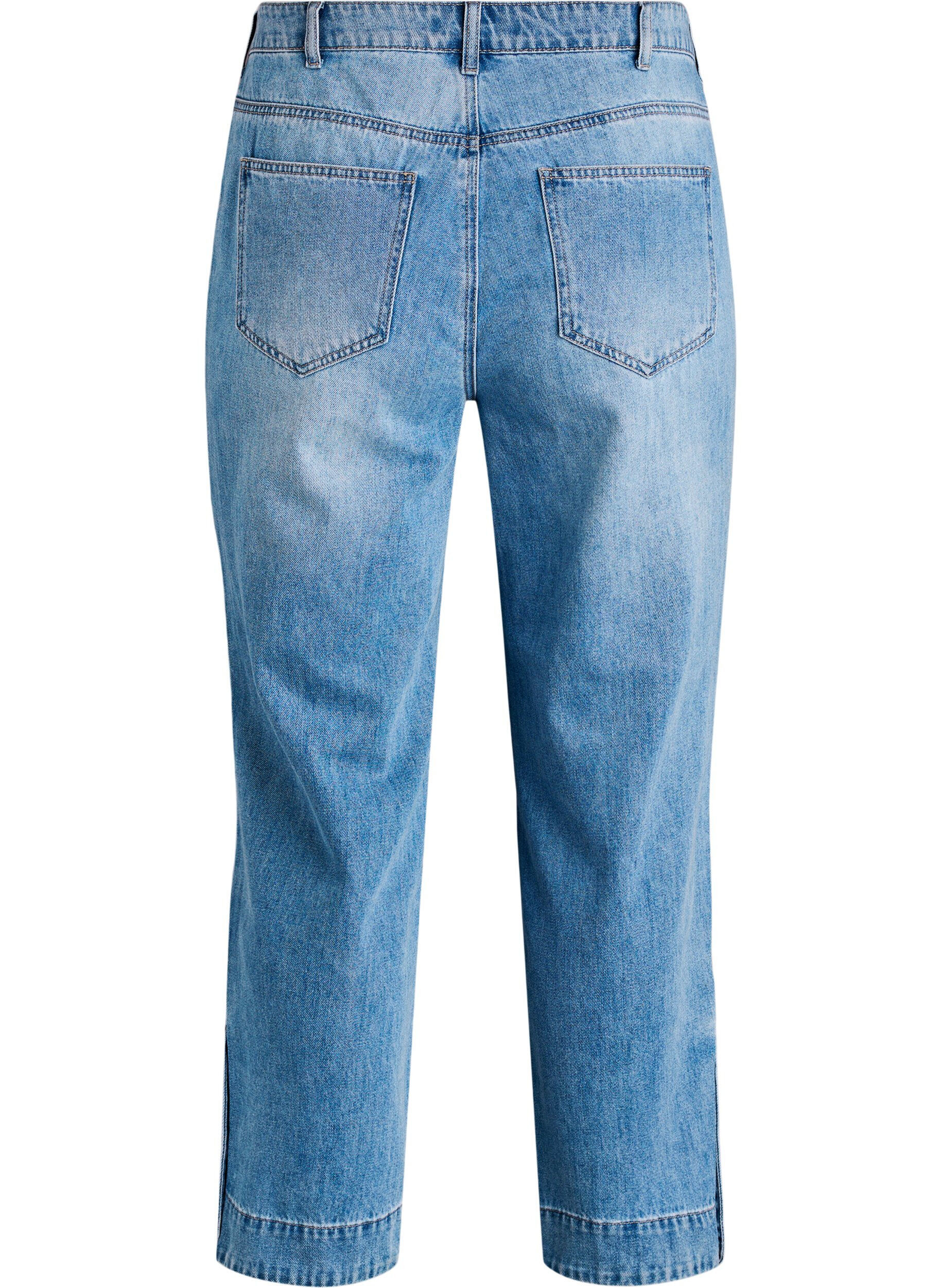 ZizziKurze Kiana Jeans mit gerader Passform und Knopfdetails, Blau, Packshot image number 1