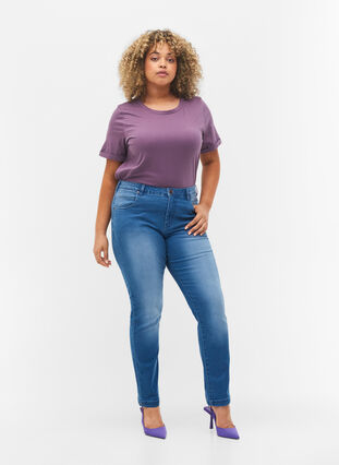 Basic-T-Shirt aus Baumwolle, Vintage Violet, Model image number 2
