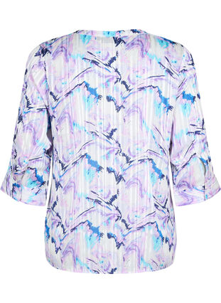 Bluse mit Print und 3/4-Ärmeln, Blue Lilac AOP, Packshot image number 1