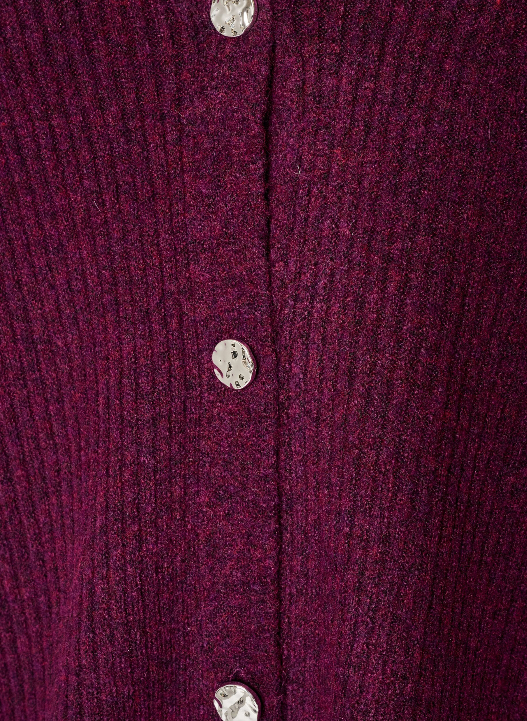 ZizziStrickjacke mit V-Ausschnitt und Rippstruktur, Lila, Packshot image number 2