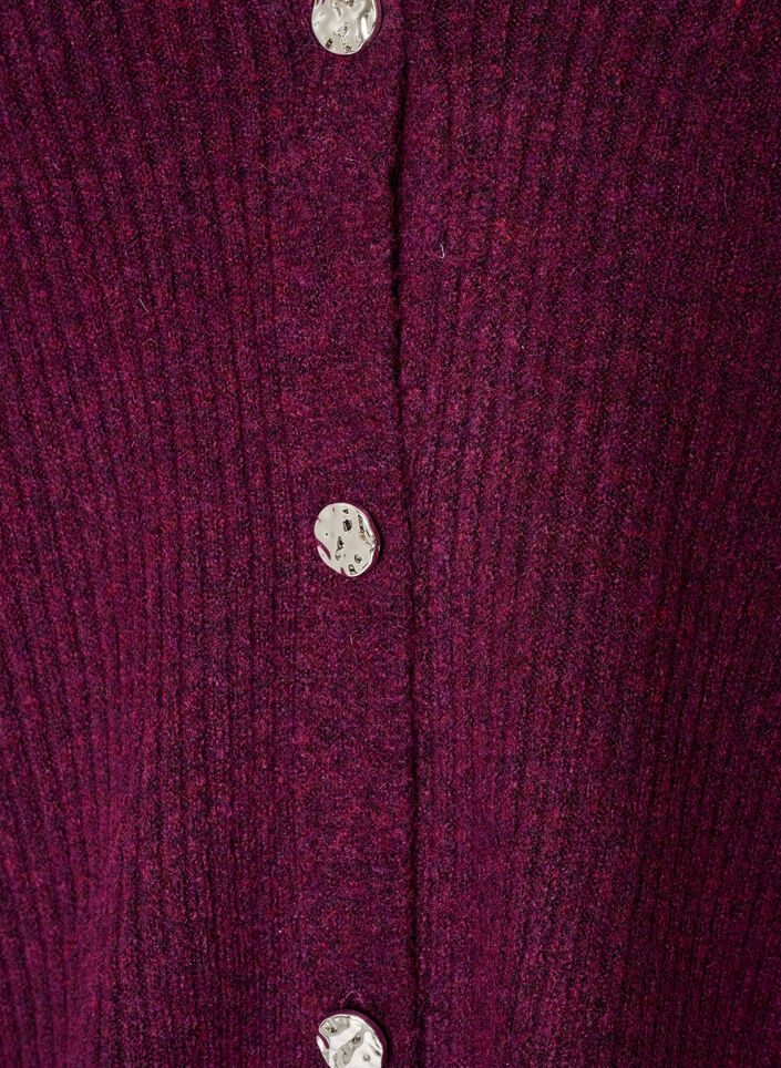 Strickjacke mit V-Ausschnitt und Rippstruktur, Lila, Packshot image number 2