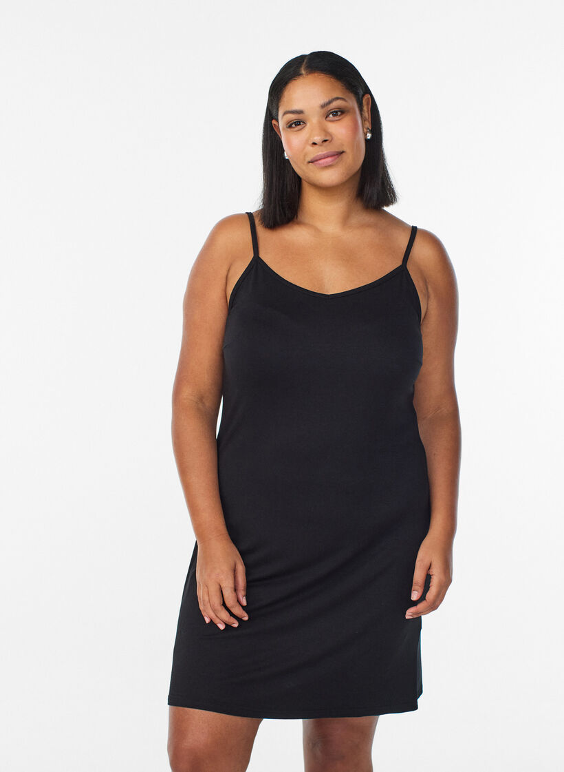 Einfarbiges Unterkleid aus Viskose, Schwarz, Model image number 0