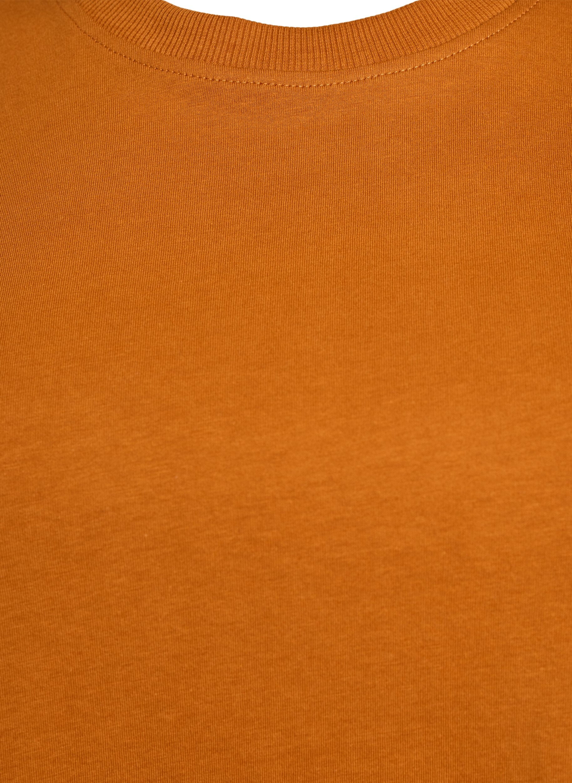 Zizzi Basic-T-Shirt aus Baumwolle mit Rundhalsausschnitt, Orange, Packshot image number 2
