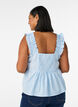 Top mit Karos und R&uuml;schendetails, Blau, Model image number 2